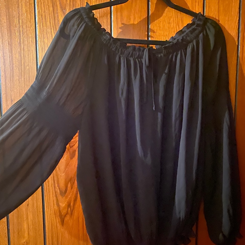 Express sheer, long sleeves tie front to. Sz. L